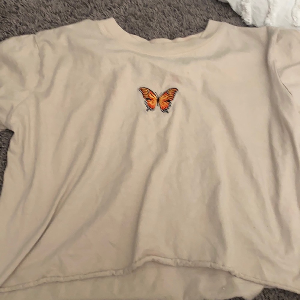 tan butterfly crop top